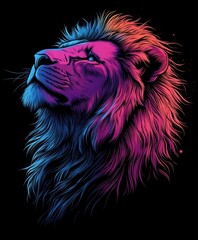 Wild Lion Head Vector Illustration Cartoon Tattoo Design