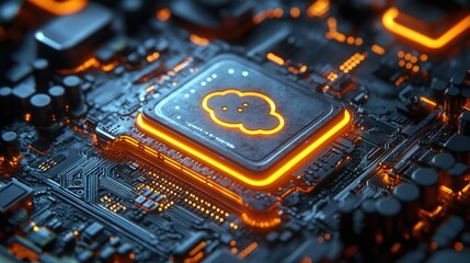 Cloud computing CPU circuit board glow