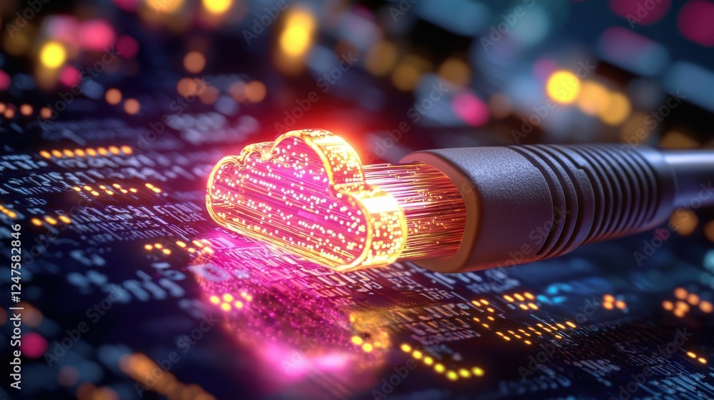Poster cloud computing data fiber optic connection