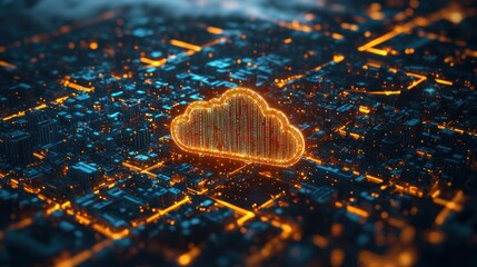 Fototapeta premium Cloud computing network city digital technology