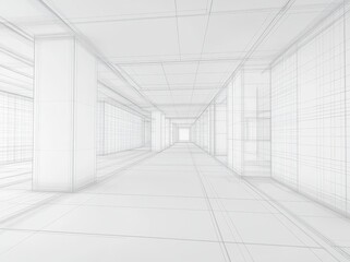 Fototapeta premium A 3D visualization of a large, empty space within modern architecture