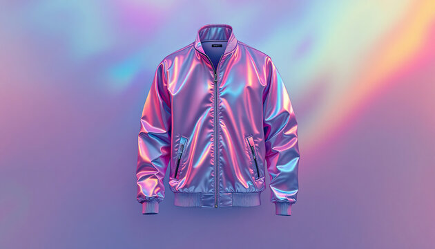 Holographic Bomber Jacket Fashion Product Shot