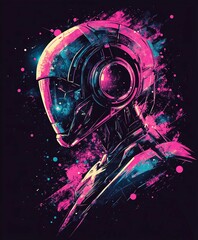 Colorful Vector Illustration of a Fantasy Night Sky with Stars and Grunge Texture