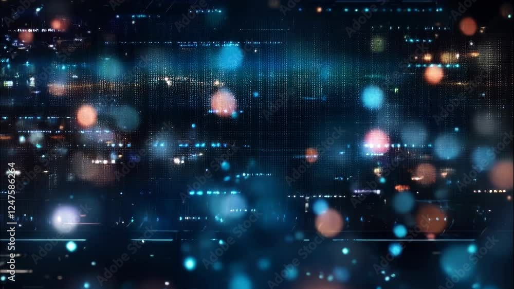Aufkleber vibrant bokeh lights and dynamic abstract background layers in blue and colorful hues