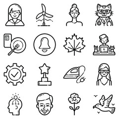 Essential Flat Icon Set Isolated On White Background