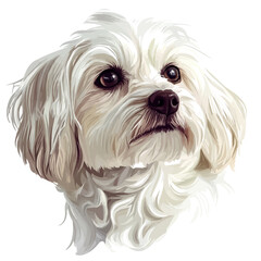 Maltese Head Vector Illustration | Elegant Toy Dog Artwork for Logos & Prints  

