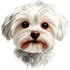 Maltese Head Vector Illustration | Elegant Toy Dog Artwork for Logos & Prints  
