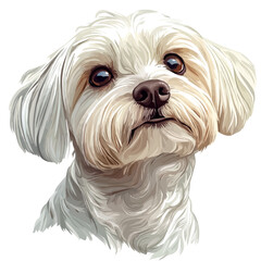 Maltese Head Vector Illustration | Elegant Toy Dog Artwork for Logos & Prints  
