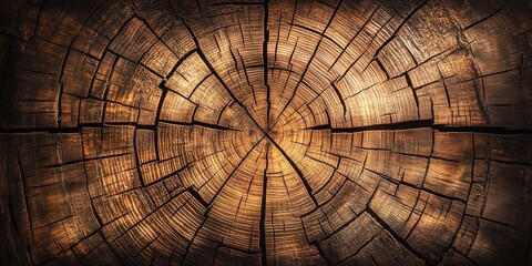 Fototapeta premium Close-up of a tree trunk showing detailed wood rings and texture.