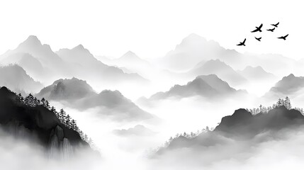 misty mountain landscape