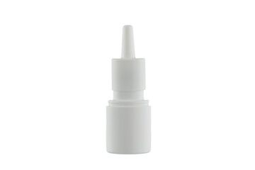 Medical Spray Bottle on a white background. 
Medicine white bottle. Nasal spray on a white background.