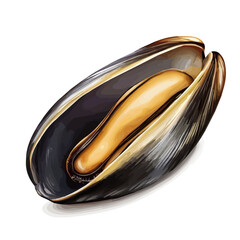 Mussel Head Vector Illustration | Unique Seafood Artwork for Logos & Digital Designs  
