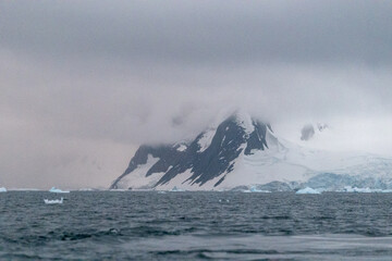 Glaciers and icebergs in Antarctica. Nature of Antarctica. Antarctica seascape and landscape