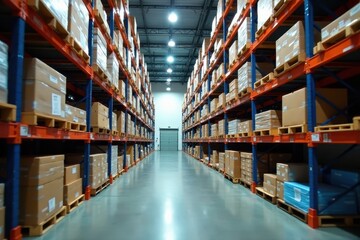 Fototapeta premium Heavy-duty warehouse racking system, maximum storage , organization, framework, structure