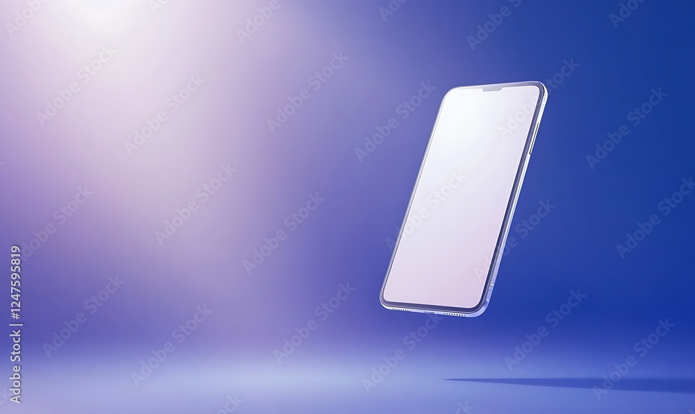 Poster a sleek, modern smartphone appears to float against a vibrant blue background, showcasing its minima