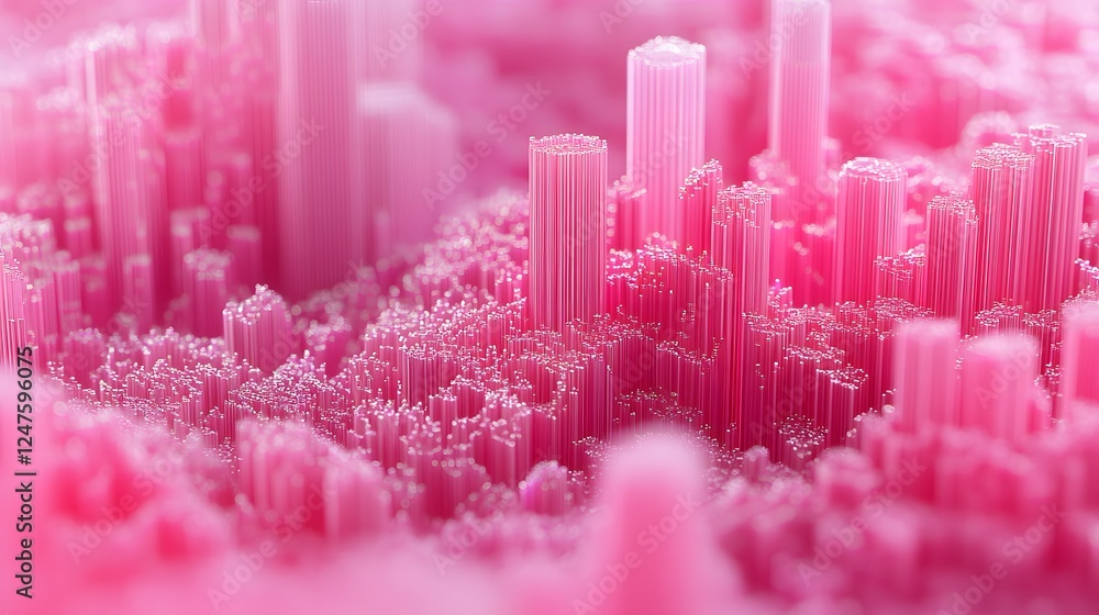 Aufkleber abstract pink landscape with textured structures and intricate details in a vibrant color palette