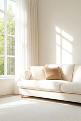 Living room with soft natural tones