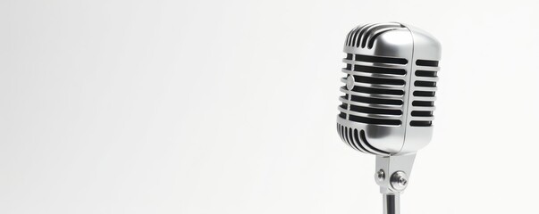 Elegant vintage silver mic, isolated on white Perfect for design , element, isolated