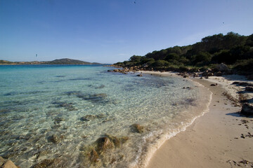 View of the sea and coast of Tavolara and Molara islands from Capo Coda Cavallo, cape, San Teodoro, Olbia, Nuoro, Sardinia, Italy