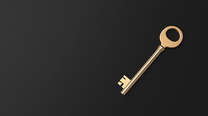 A shiny golden key rests on a dark background, symbolizing security, access, and the unlocking of potential.