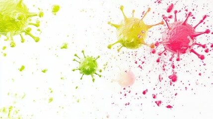 Obraz premium Fluorescent virus particles. [global health, symbolic art], imaginative representation of global disease containment.