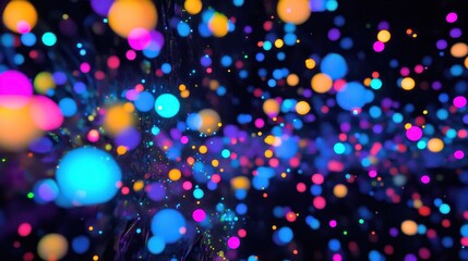 Fluorescent virus particles. [global health, symbolic art], imaginative representation of global disease containment.