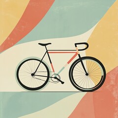 Fototapeta premium Vintage road bike illustration on colorful background.