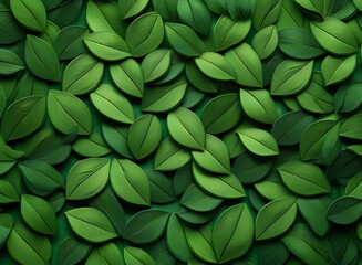 Obraz premium 緑の葉っぱのシームレスパターン