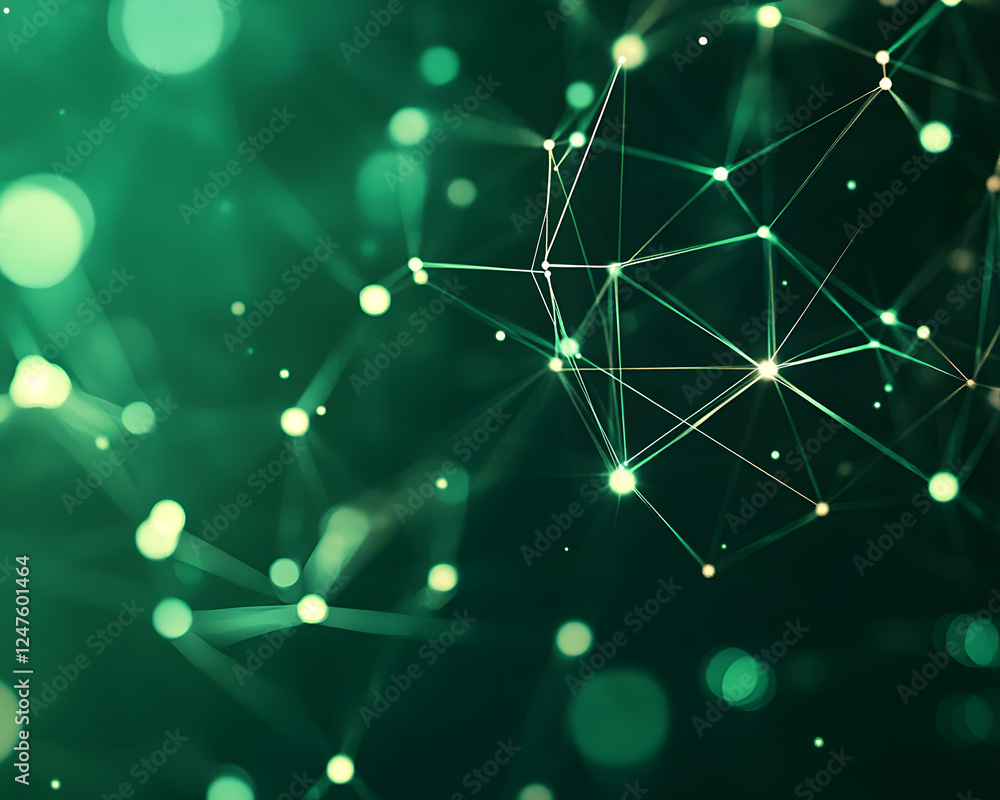 Poster intricate digital network with glowing elements and a sense of depth