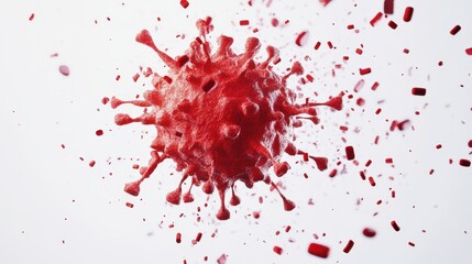 Virus particles, imaginative representation of global disease containment, on white background. 
