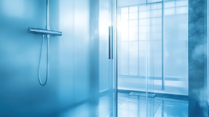 A freshly cleaned glass shower door, streak-free and crystal clear.