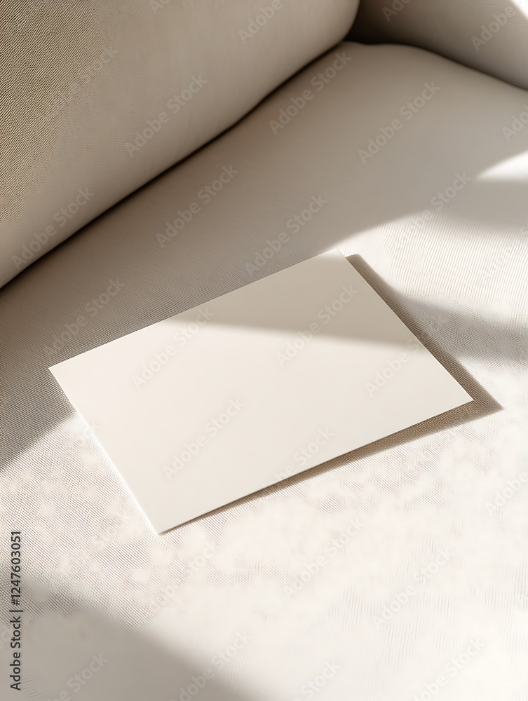 Aufkleber a blank card resting on a textured surface, illuminated by soft natural light.