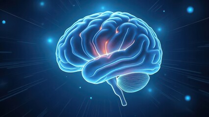 Abstract image of a glowing human brain
