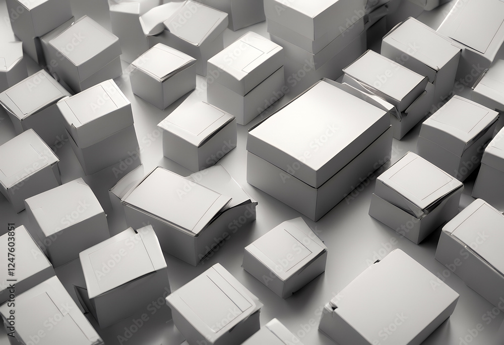 Aufkleber white blank collection box background cd three-dimensional set lid dvd post cube open gift grey pack