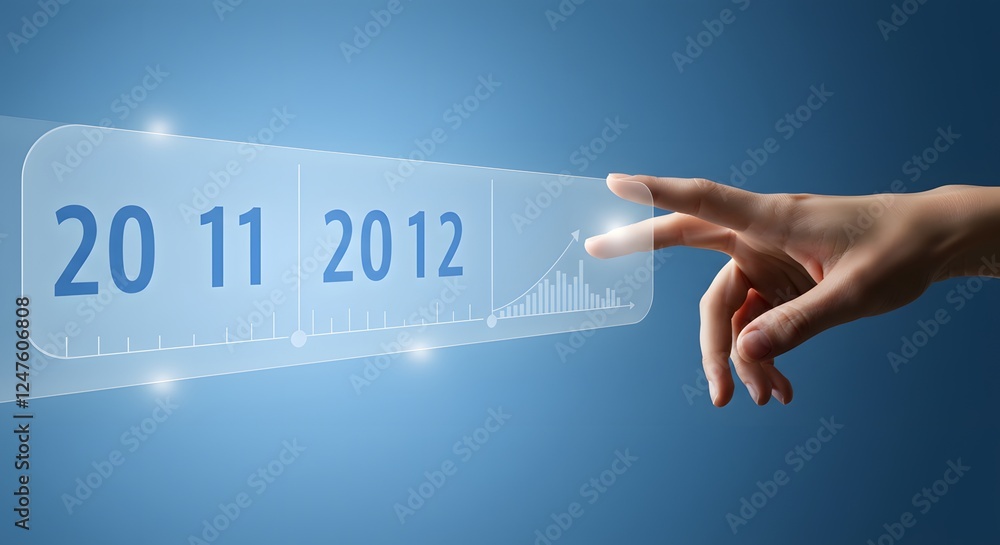 Aufkleber interactive digital timeline displaying past data with hand gesture