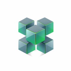 Obraz premium Geometric Abstract: A collection of five interlocking cubes, rendered in a sleek, futuristic style with a metallic finish. Each cube exhibits a subtle gradient.