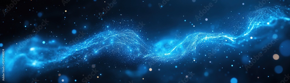 Poster ethereal light waves flowing in a cosmic space environment digital graphics abstract viewpoint for v