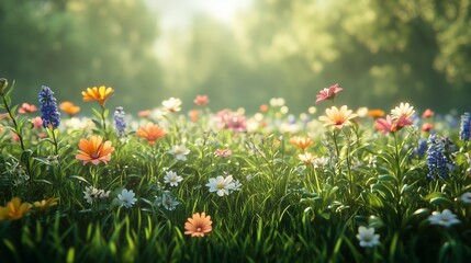 Fototapeta premium The Symphony of Colors in the Spring Garden