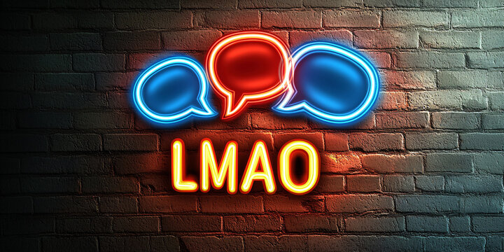 Vibrant neon sign displaying lmao urban night scene graphic art modern environment close-up view