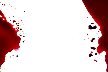 blood stains in bloody splatter on a white background.Horror and Crime symbol.halloween background