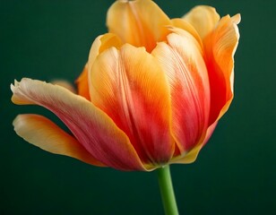 Close up image of a red and yellow tulip. 