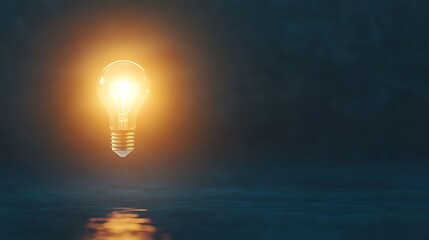 A glowing light bulb illuminates a dark background, symbolizing ideas and inspiration.