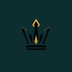 Crown of Ambition: A stylized crown design, blending regal symbolism with modern aesthetics. The dark teal background enhances the gold and black color scheme.  
