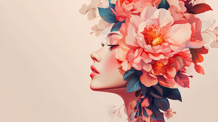 Elegant floral portrait illustration. surrealism. illustration. Floral Surrealism. Illustration