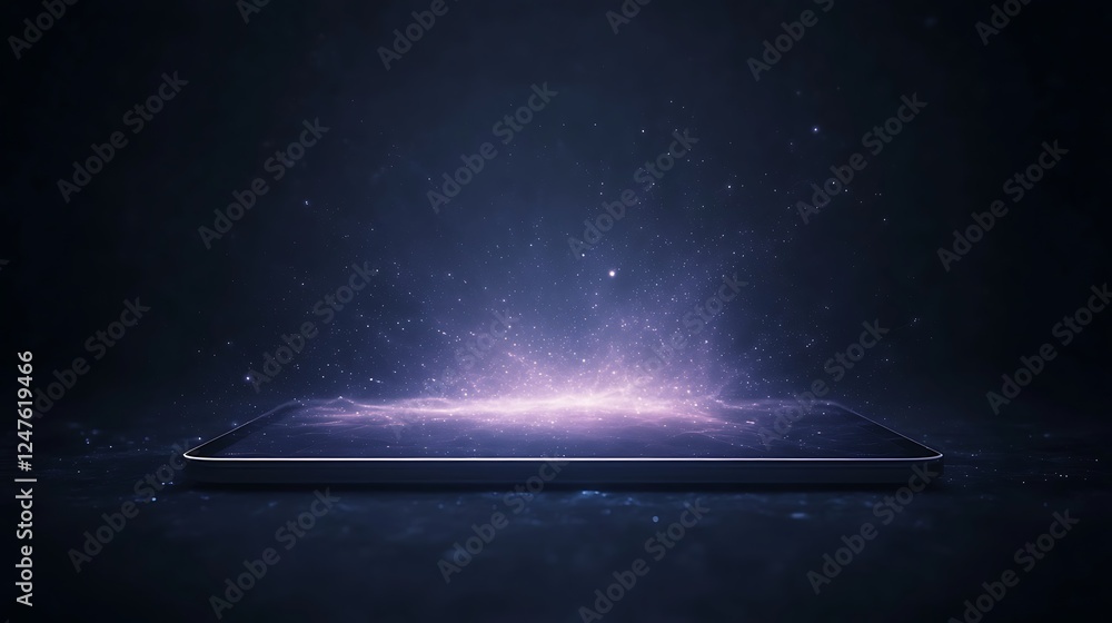 Poster a glowing device emits vibrant light in a dark, mysterious setting.