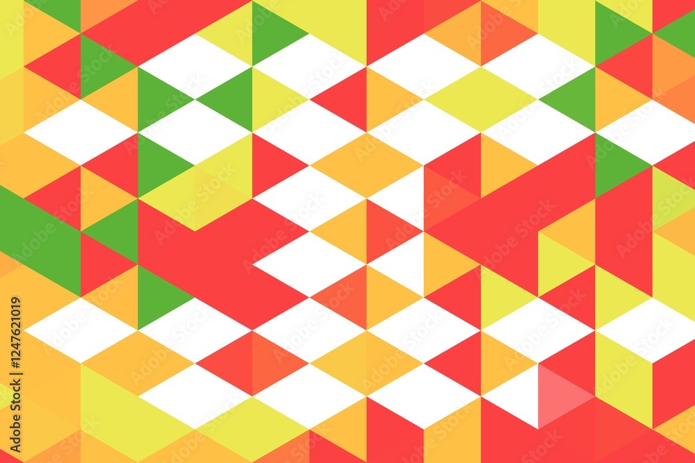 Aufkleber bold red and yellow triangle pixel art with a striking geometric composition. abstract background co