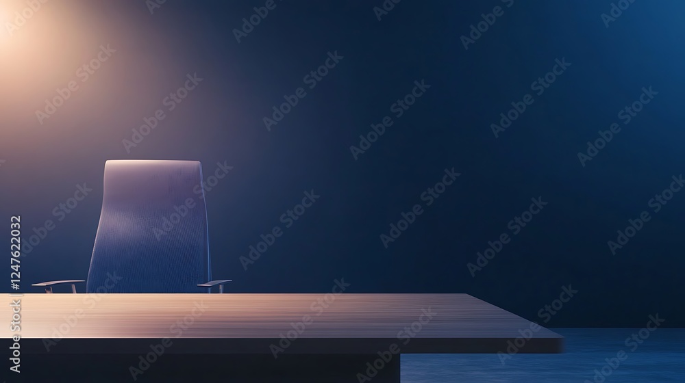 Aufkleber a futuristic office desk featuring a floating ai assistant, ideal for modern workspace aesthetics.
