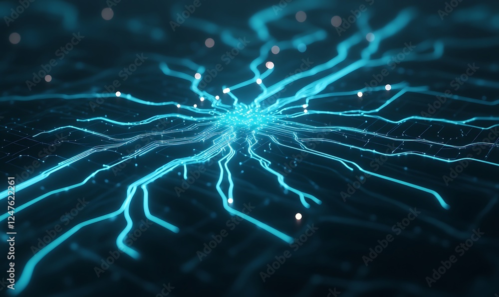 Poster a futuristic holographic mind map visual showcasing innovative ideas and concepts.