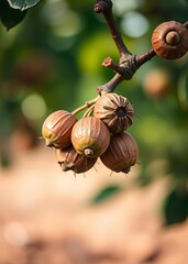 Hazelnut on tree with shallow depth of field bokeh green bokeh green abstract background light bright blur pattern