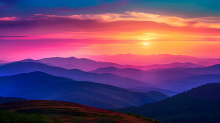 Obraz premium Exquisite Sunset Landscape: Mastering Color Grading and Contrast in Photo Editing for Surreal Visuals